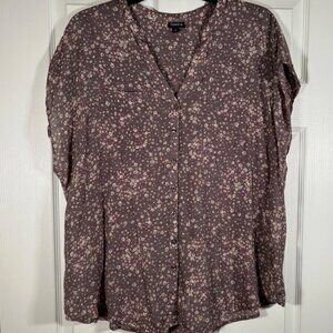 Torrid Purple Floral Button front Dolman shirt 2X